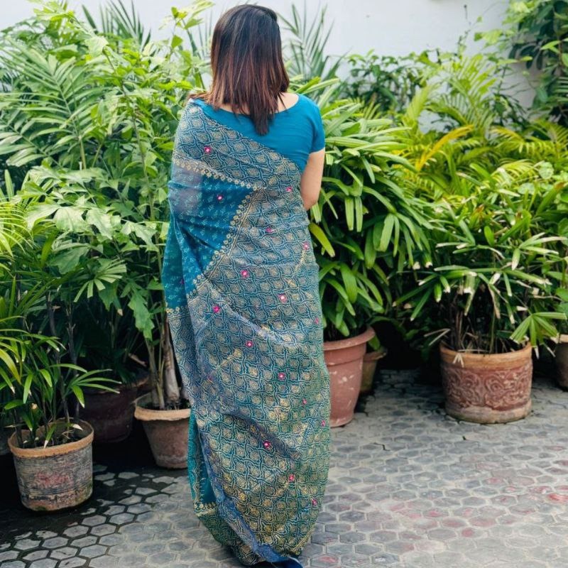 Block Print Sharee with Blouse Piece