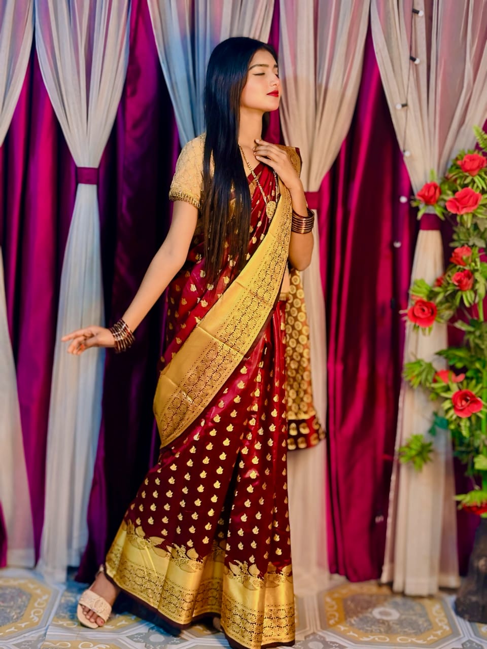 Soft silk katan sharee